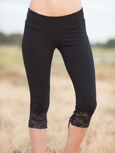 

Lace Casual Leggings, Black, Leggings