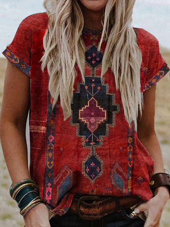 

Loosen Tribal West Styles/Cows Shirts & Tops, Red, Tops