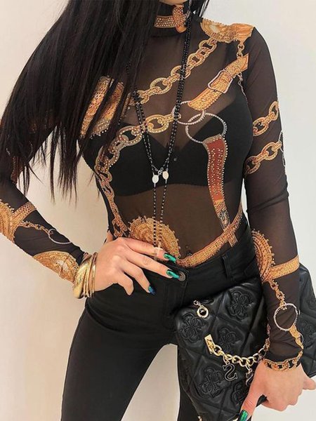 

Daily Long Sleeve Skinny High Neck Top, Multicolor, Tops