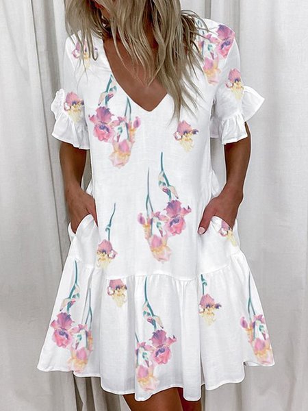 

Floral print spring new women's dress, Multicolor, Floral Dresses