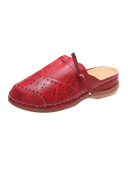 

Women's Cutout Stripe Decorative Slipper, Red, Slippers