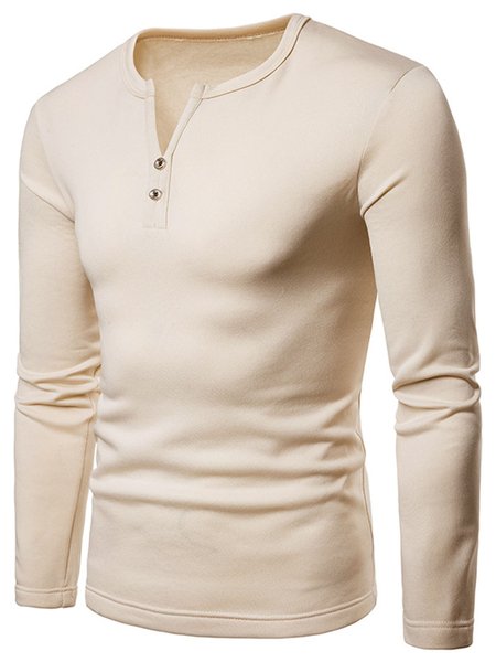 

Men's Muscle Vintage Casual Flannel Long Sleeve T-Shirt, Beige, T-shirt