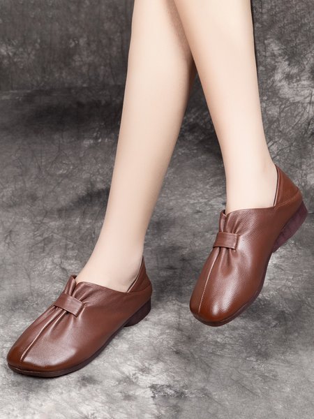 

Women's Faux Leather Soft Shoes, Brown, Flats