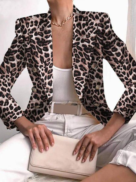 

Daily Flat Collar Leopard Blazer Blazer, Jackets