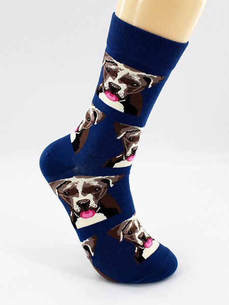 

Cotton Dog Jacquard Socks, Blue, Socks
