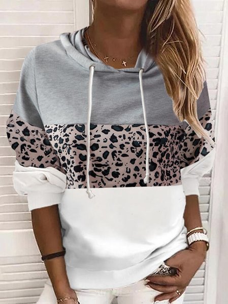 

Leopard Cotton Blends Casual Sweatshirt, Gray, Sweatshirts & Hoodies