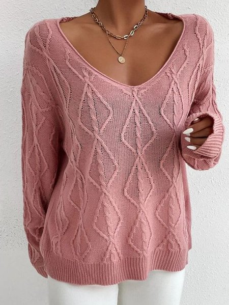 

Casual Guipure V Neck Short Sleeve Short Sleeve Short Sleeve Sweater, Pink, Sweaters
