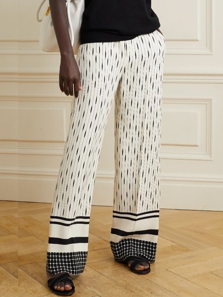 

Regular Fit Geometric Print High Waisted Pants, As picture, Wide Leg Pants