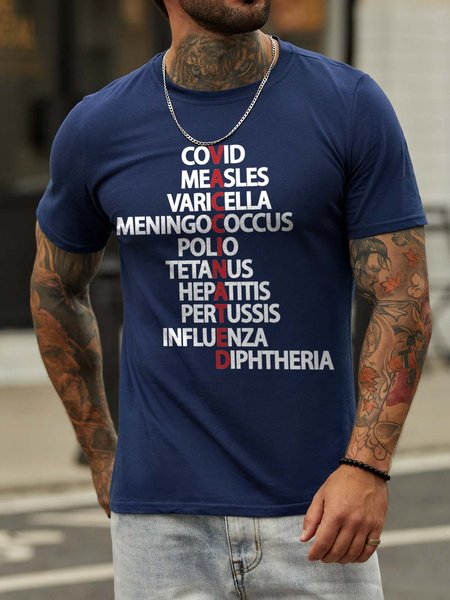 

Vaccinated Crew Neck Short Sleeve Short sleeve T-shirt, Deep blue, T-shirts