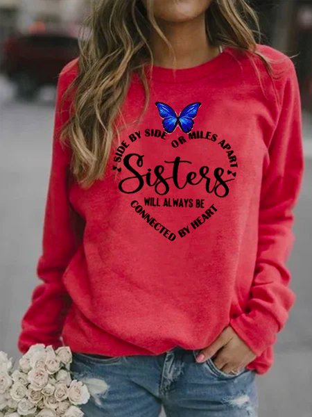 

Crew Neck heart letter floral loosen Sweatshirt, Red, Hoodies & Sweatshirts