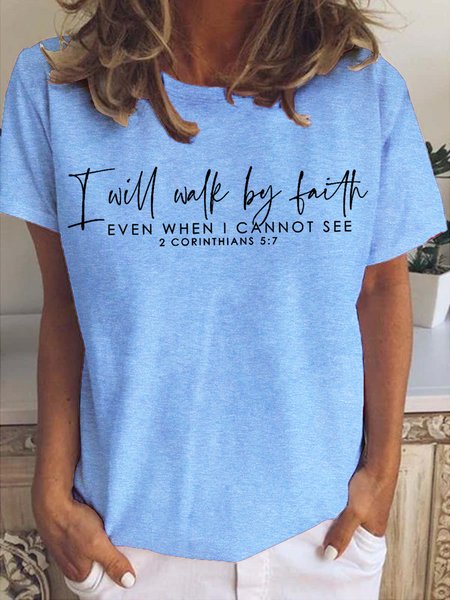 

Faith Christian Bible Casual Short sleeve tops, Light blue, T-shirts