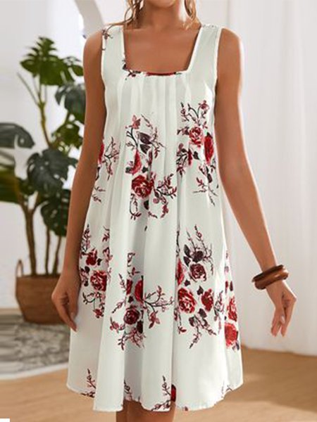 

Ruched Floral Square Floral Neck Dresses, White, Floral Dresses