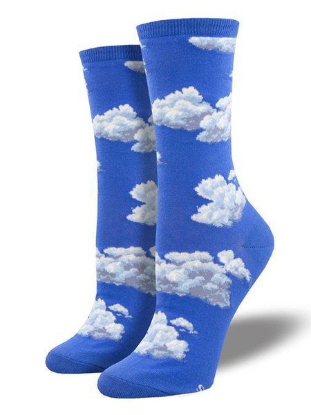 

Cotton Butterfly Jacquard Socks, Blue, Socks