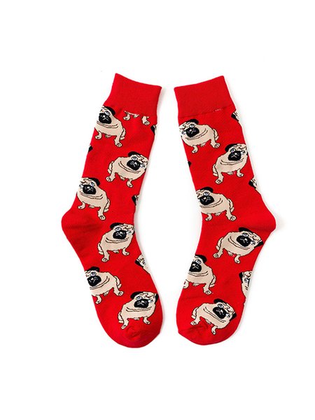 

Cotton Dog Jacquard Socks, Red, Socks