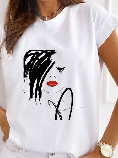 

Abstract Casual Shirts & Tops, White, T-Shirts