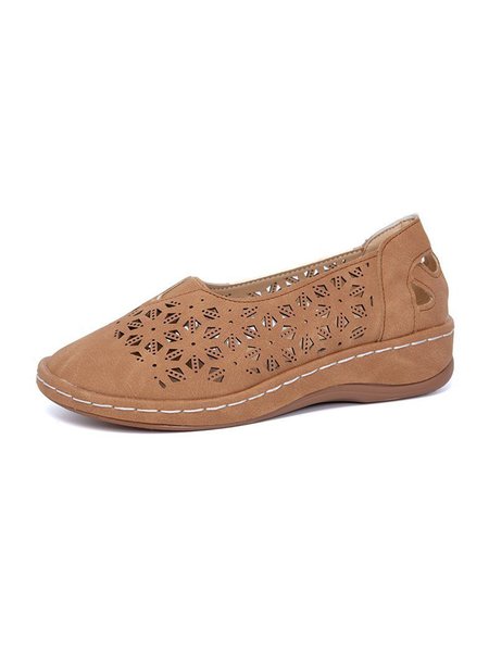 

Women's Plus Size Cutout Pattern Breathable Shoes, Brown, Flat & Loafers