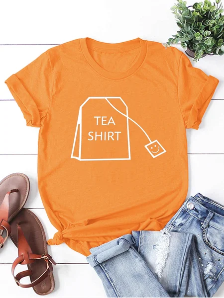 

Tea Shirt Funny Print Shirts&Tops, Orange, T-shirts