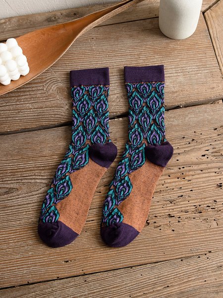 

Vintage Peacock Pattern Socks, Color5, Socks