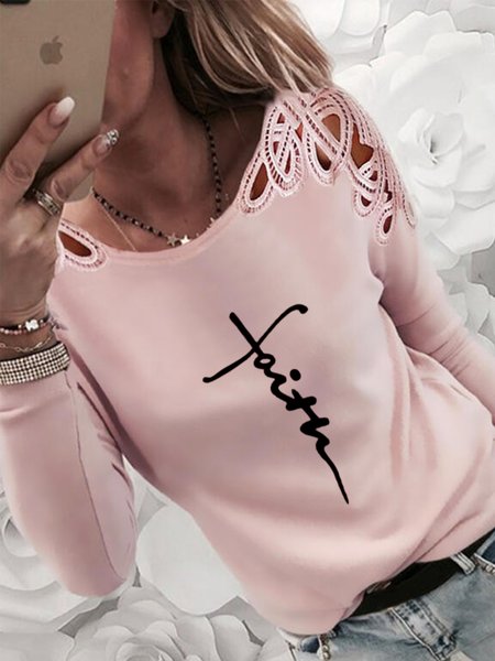 

Regular Fit Round Neck Casual Shirts & Tops, Pink, T-Shirts