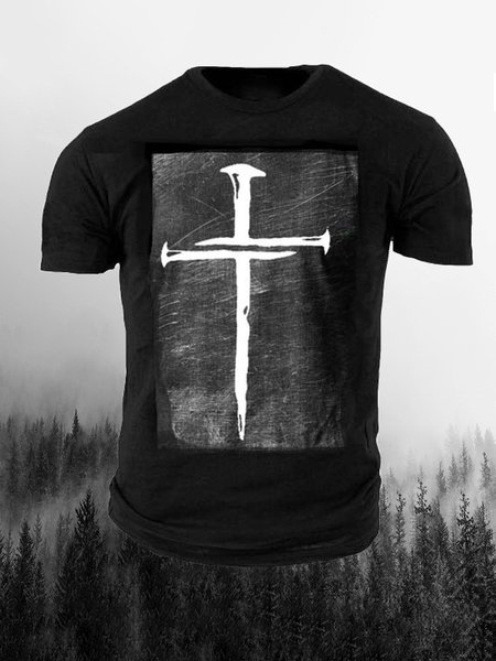 

Men's Cross Graphic Element Crew Neck Tee, Black, T-shirt