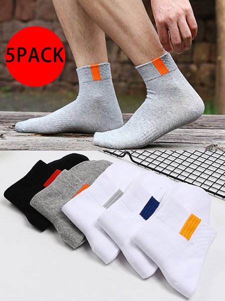 

5pack Plain Color Socks Men, As picture, Underwear & Socks