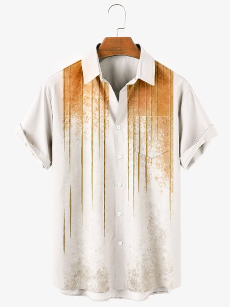 

Short Sleeve Vintage Striped Shirts, Gray, Men's Floral shirt