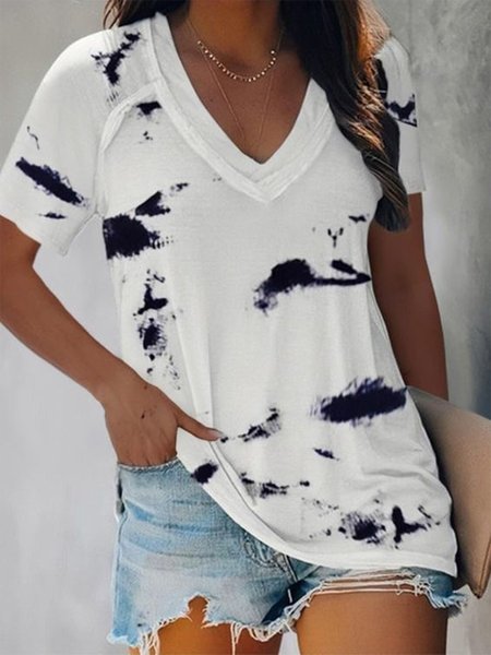 

Striped V Neck Regular Fit Shirts & Tops, White, Blouses & Shirts