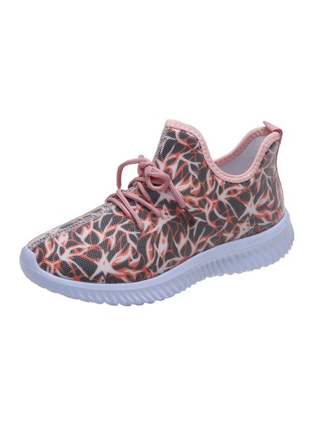 

Women's Red Abstract Graphic Print Fabric Lace-Up Sneakers, Pink, Athletic & Casual Shoes