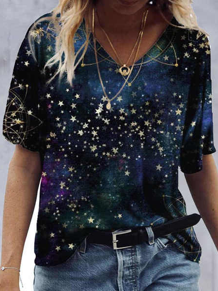 

Loosen Geometric Casual Shirts & Tops, Multicolor, T-Shirts