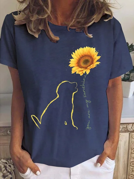 

Sunflower Dog Paw Women's Short sleeve tops, Deep blue, T-shirts
