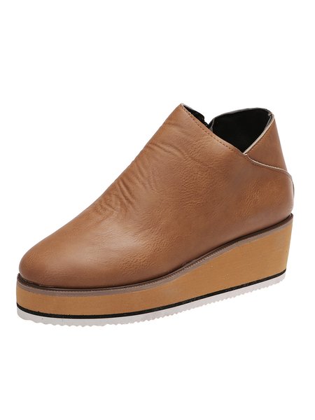 

Women's Plain Wedge Ankle Classic Boots, Khaki, Boots