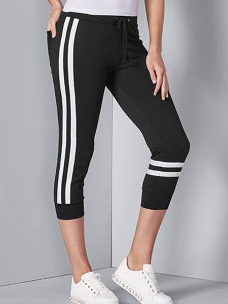 

Striped Skinny Sports shorts, Black, Sport Pants