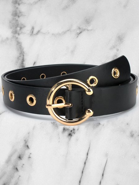 

Simple Alloy Round Buckle Belt, As picture, Belts