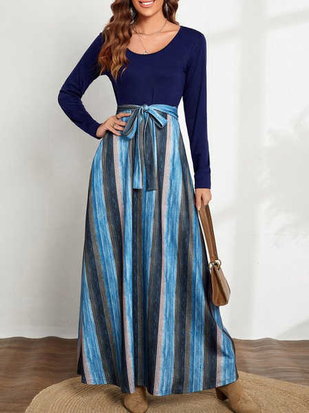 

Block Stripe Drawstring, Solid Top Resort Two-Piece Striped Casual Suits, Blue, Suit Set