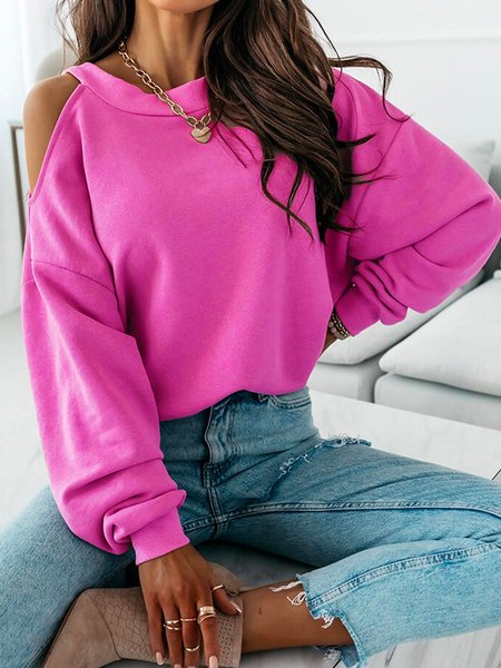 

Cotton Blends Casual Sweatshirt, Rose red, Hoodies & Sweatshirts