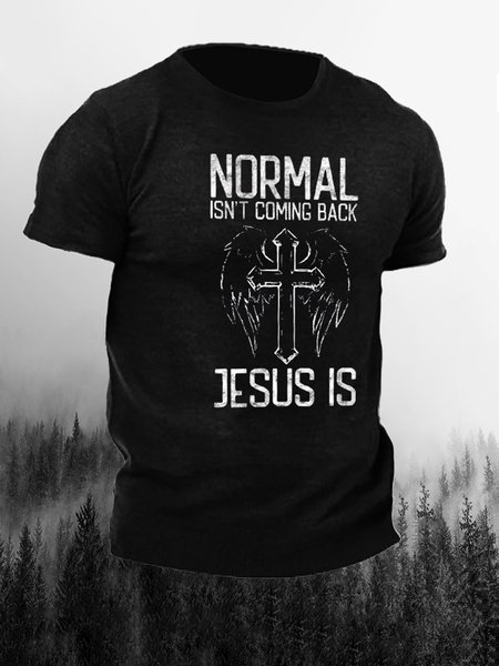 

Men's Text Graphic Print Short Sleeve Tee, Black, T-shirt