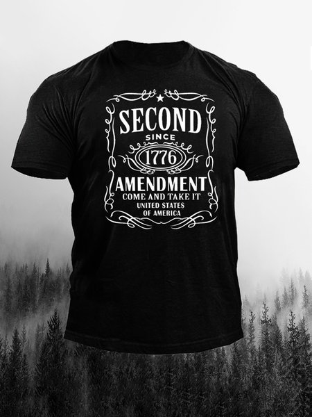 

Men's Text Element Graphic Print Crew Neck Short Sleeve Tee, Black, T-shirt