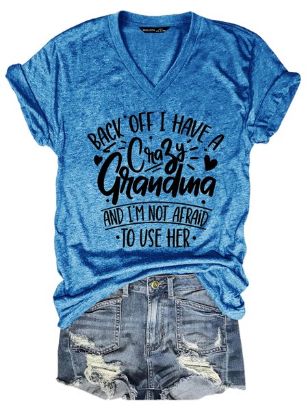 

Back Off I Have A Crazy Grandma Short Sleeve T-shirt, Blue, T-shirts