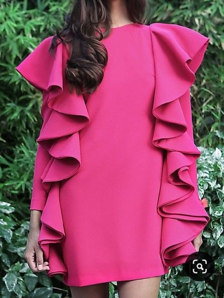 

Regular Fit Elegant Flouncing Short Dress, Red, Mini Dresses