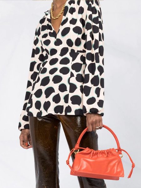 

Shirt Collar Elegant Polka Dots Shirt, As picture, Tops