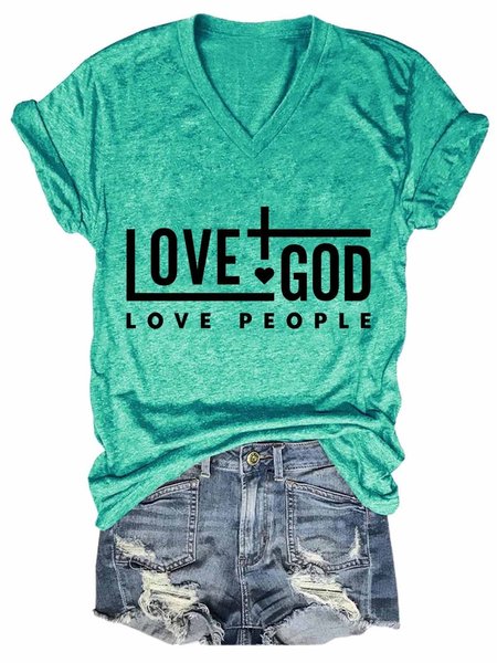 

Love God Love People Shirts&Tops, Green, T-shirts
