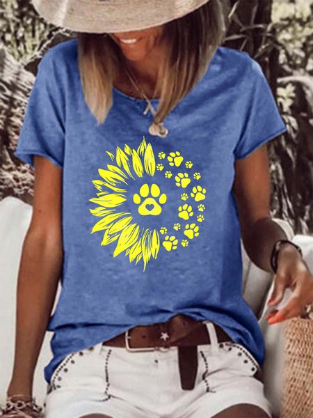 

Sunflower Half Paw Women's Short sleeve tops, Blue, T-shirts