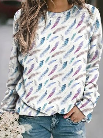 

Feather Loosen Cotton Blends Casual Sweatshirt, Multicolor, Sweatshirts & Hoodies
