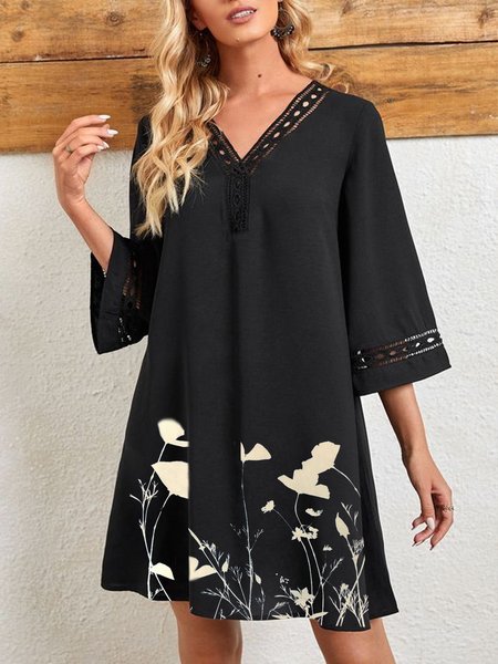 

Casual Cotton Blends Loosen Dresses, Black, Mini Dresses