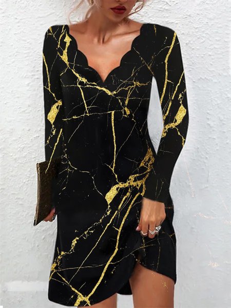

Cotton Blends V Neck Loosen Dresses, Black, Mini Dresses