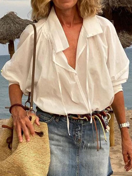 

Off Shoulder Solid Casual Shirts & Tops, White, Blouses & Shirts