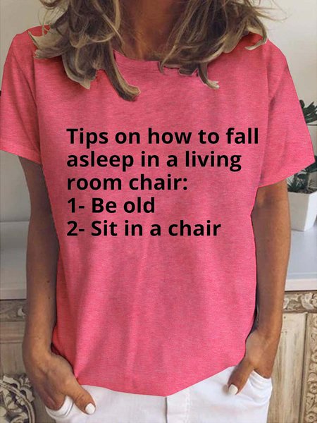 

Funny Casual Letter Short Sleeve T-shirt, Rose red, T-shirts