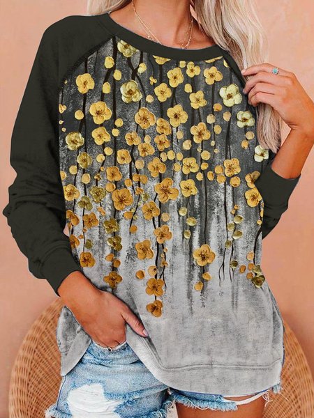 

Floral Vacation Crew Neck Sweatshirt Plus Size, Black, Sweatshirts & Hoodies