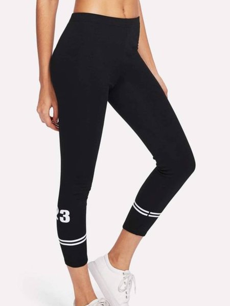 

Plain Casual Plus Size Yoga Pants, Black, Leggings