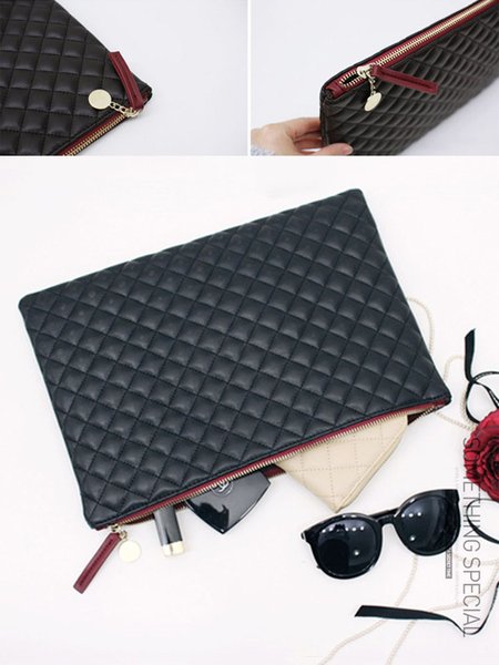 

Fashion Large Capacity Diamond Clutch Envelope Bag, Black, Bags